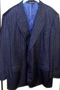 Canali Blazer Mens 50L Wool & Cashmere Sport Coat Dark Blue Stripe 1881 Cerutti - Picture 1 of 6
