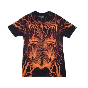 Affliction T Shirt Sz XL Infernal Nightmare Tee Skulls Flames Gothic Y2K Black - Picture 1 of 10