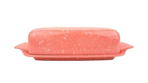 Vintage Allegro Melmac Butter Dish Joan Luntz Speckled Salmon Coral 1950s MCM - Picture 1 of 9
