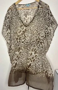 Resort Animal Print Cover-up Tunic Top Beach Party Vacay L/XL - Picture 1 of 4