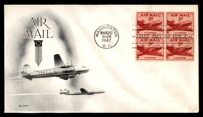 Mayfairstamps US FDC 1947 Air Mail Plane 5c First Day Cover aau_91397 - Image 1 of 2