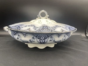 Alfred Meakin Blue W/ Gold Trim Cobalt Covered Serving Bowl Royal Semi-Porcelain - Picture 1 of 13