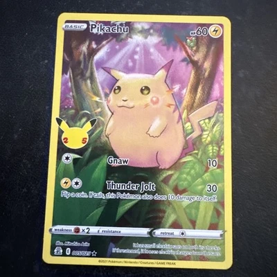 Pikachu 5/25 Pokemon Celebrations 25th Anniversary Base Set Full Art Card - Image 1 of 4