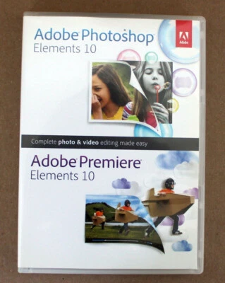 GENUINO Adobe Photoshop Elements 10 con Premiere Elements 10 para PC/Mac Foto 1 de 4