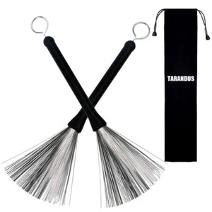 Retractable Drum Brushes Drum Wire Sticks Brushes Comfortable Rubber Handle D... - Picture 1 of 7