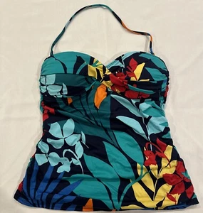 Tommy Bahama Size S Tankini Top Slimming Halter Bandeau Swimsuit Floral Tropical - Picture 1 of 9