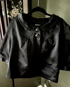 NWT Women's Plus Apt 9 Black Cropped Jacket W/ 3/4 Sleeve & Button Closure Sz 2X - Picture 1 of 12