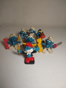LOTE DE 7 FIGURAS DE PVC SCHLEICH PEYO DE 2 PULGADAS AÑOS 1978-1982 - Imagen 1 de 12