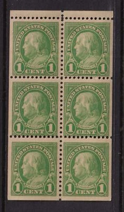 1927 Franklin 1c green Sc 632a booklet pane MNH full original gum (HH - Picture 1 of 1