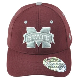 NCAA Zephyr Mississippi State Bulldogs Flex Fit Stretch Small Burgundy Hat Cap - Picture 1 of 7