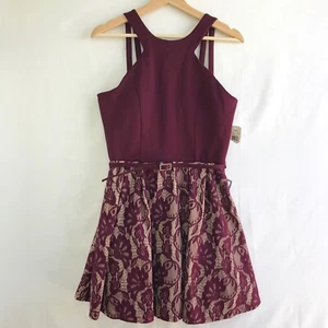 Muñeca Cristal Juniors Talla 9 Vestido Ciruela Púrpura Beige Efecto Encaje Sin Mangas - Imagen 1 de 6
