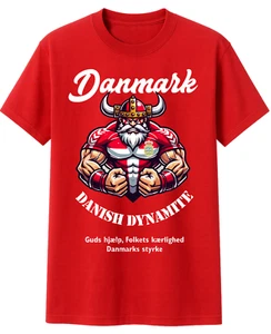 Dänemark T-Shirt Emblem Wappen Fahne Cartoon  Rot NK 31 - Picture 1 of 1
