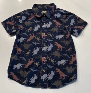Maximus Rex Size 6 Dinasour Print Button Front Shirt 100% Cotton Short Sleeve - Picture 1 of 6