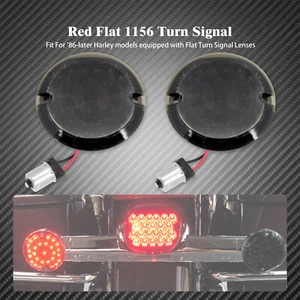 3 1/4 Rear Red 1156 LED Flat Smoke Lens Turn Signal Light Fit For Harley 1986-UP - Foto 1 di 19