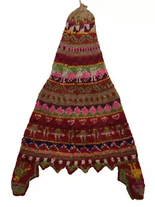 Raro cappello vintage peruviano in filato Chullo fatto a mano SM paraorecchie a punta superiore Folkart - Foto 1 di 7