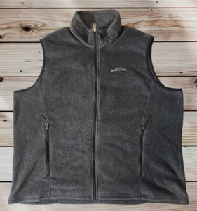 Herren XXL Eddie Bauer anthrazitgrau Vliesweste, Scheinhals Reißverschluss Taschen - Bild 1 von 9