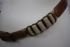 Cintura vintage in vera pelle | Dettagli in tela e metallo adatta da 33" - 37" - Foto 1 di 8