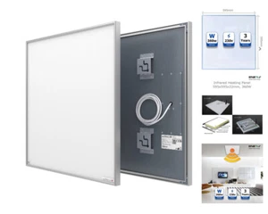 Infrared Heater Panel 595 x 595mm White Frame Energy Saving 360w Wall or Ceiling - Picture 1 of 7