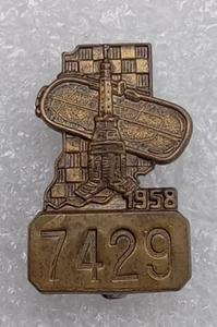 1958 Indianapolis 500 Bronze Pit Badge #7429 Indy Pin Vintage - Picture 1 of 23