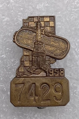 1958 Indianapolis 500 Bronze Pit Badge #7429 Indy Pin Vintage - Image 1 of 4