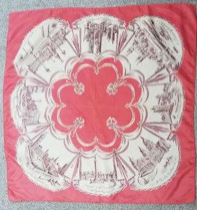 VINTAGE SCENES IN LONDON SCARF 1950s 26" x 26" Buckingham Westminster Piccadilly - Picture 1 of 10