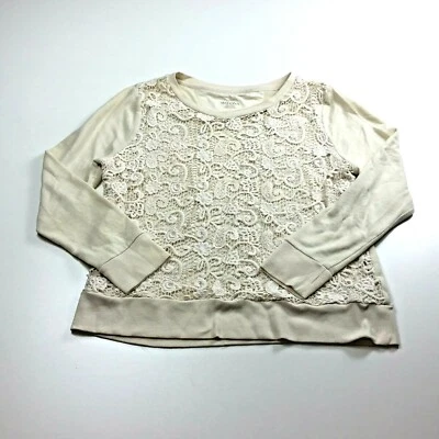 Женский пуловер Merona цвет слоновой кости пейсли вязаный крючком вырез лодочкой обычный крой 2XL - Изображение 1 из 4