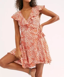 Mini Vestido Free People French Quarter Wrap Mediano Volantes Delicado Cabaña Suave - Imagen 1 de 18
