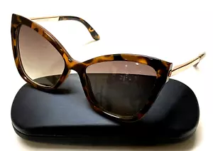 LE SPECS NAKED EYES Brown Tortoise Gold Plastic Cat Eye Women's Sunglasses - Picture 1 of 10