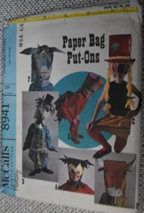 McCall's 8941 Halloween Paper Bag Put-Ons Fun Easy Costumes Uncut - Picture 1 of 2