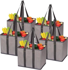 5 Pack Large Reusable Grocery Bags Foldable Durable Heavy Duty Tote Bag Set Eco - Picture 1 of 8