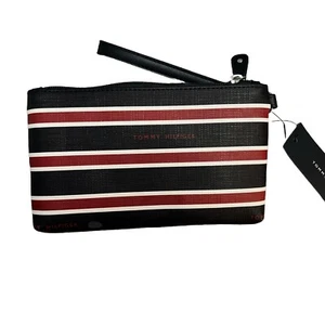 TOMMY HILFIGER Mujer Azul Marino Rojo Blanco Cartera sin asas Muñequera Bolsa Bolso Icónico - Imagen 1 de 5