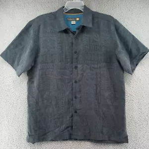 QuikSilver Waterman Collection Shirt Men's Large Black Geometric Short Sleeve - Picture 1 of 8