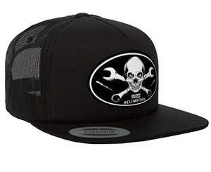 Skull & Wrench Hellmotors Snapback Trucker Cap Hotrod Motorcycle V8 Kappe Biker - Picture 1 of 4