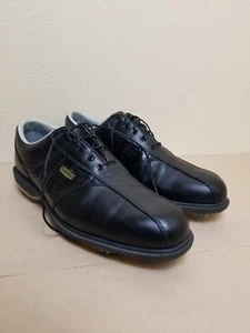 FOOTJOY DryJoys Black Croc Leather Golf Cleats Shoes Mens 11.5 N Spikes 53614 - Picture 1 of 12