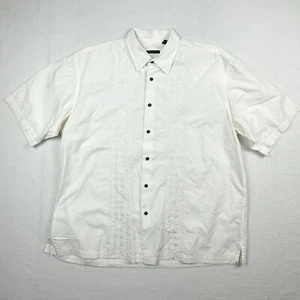 VAN HEUSEN Island Collar Shirt Size 17-/1/2 XL White Studio Mens Embroidered - Picture 1 of 9