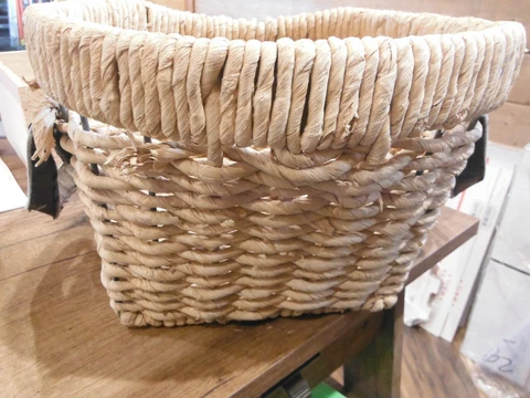 Basket with Double Handles & Wire Frame Rustic Oval Natural Woven Rantan Cover