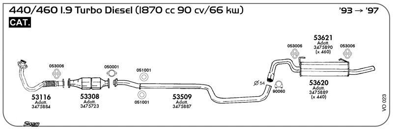 CATALIZZATORE PER VOLVO 460 1.9 TD 1870 cc 90 cv/66 kw Cat 1993/1997 - Imagen 1 de 1