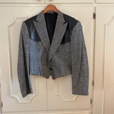 Pagano West Vintage Western Rodeo Blazer Black/Grey Charcoal Cropped Size Large - Image 1 of 4
