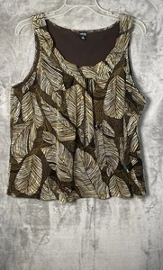 Rafaella Women’s  Brown Floral Leaf Print Mesh Sleeveless Tank  Size 2X - Picture 1 of 8