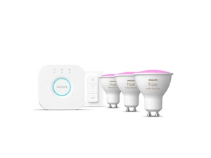 PHILIPS Hue White & Color Ambiance Starter-Set 3x GU10 Lampen + Bridge + Dimmer - Bild 1 von 8