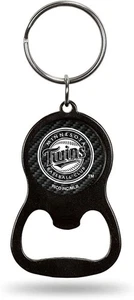 Minnesota Twins Keychain Bottle Opener Carbon Fiber Design Metal Baseball - Picture 1 of 1