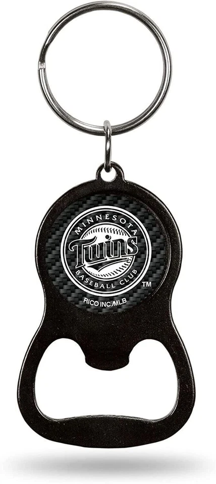 Minnesota Twins Keychain Bottle Opener Carbon Fiber Design Metal Baseball - Image 1 of 1
