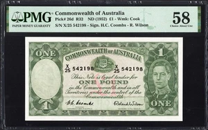 Australia 1 Pound P26d R32 1952 Coombs Wilson PMG58 Choice aUNC NO VISABLE FOLDS - Picture 1 of 2