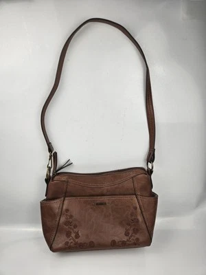 Bolso de Mano Bordado Floral Marrón Rosetti PVC Cuero  Foto 1 de 4