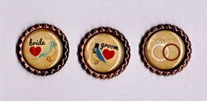 Tres tapas de botella de cobre antiguas para novias y novios hechos a mano - Imagen 1 de 1