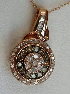 2Ct Lab Created Chocolate Diamond Cluster Pendant Necklace 14K Rose Gold Plated - Image 1 of 3