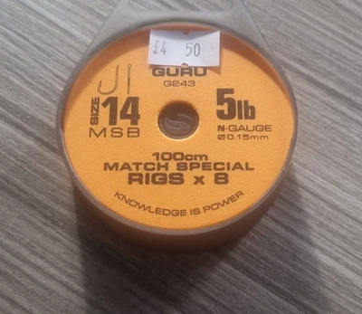 Guru MSB Match Special 100cm Feeder Rigs Size 14 - 0.15mm/5lb x 2 - Image 1 of 2