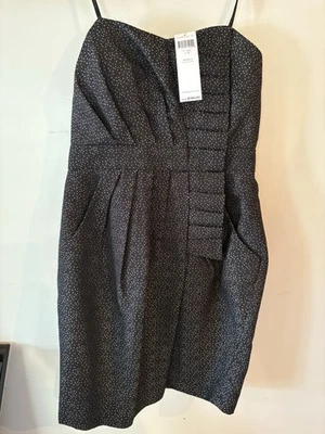 Vestido BCBGGeneration Sin Tirantes Blanco y Negro Lunares Talla 4 Nuevo con Etiquetas Foto 1 de 4