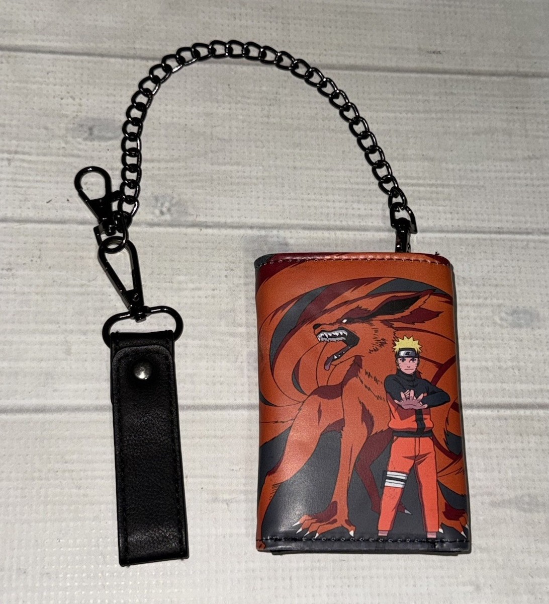 Biker Wallets For Men With Chain Naruto Hidden Leaf Village Chain