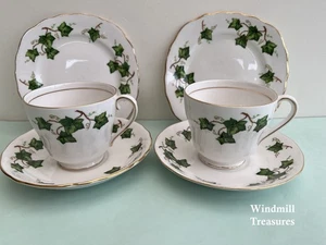 PAIR  COLCLOUGH IVY LEAF TRIOS CUP SAUCER & SQUARE PLATE - GOOD CONDITION - Picture 1 of 7